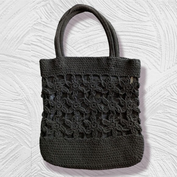 Handbags - Medium Vintage Black Woven Macramé Y2K Purse